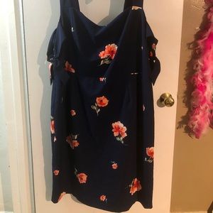 Navy and floral off the shoulder plus size dress